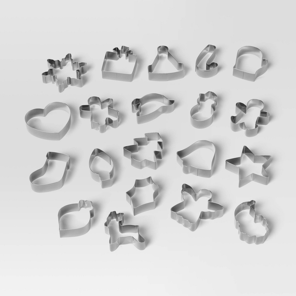 20pc Christmas Bucket of Cookie Cutter set Silver - Wondershop™