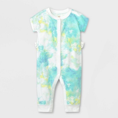 Image of Baby Boys' Adaptive Tie-Dye Snap Romper - Cat & Jack™ Green 6-9M