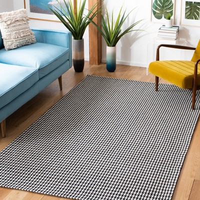 Handmade Black Wool Abstract Rectangular Rug, 3x5 Feet