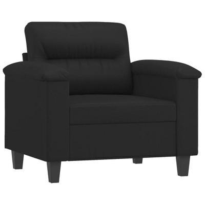 vidaXL Black Sofa Chair - Faux Leather Lounge Recliner for Living Room, Indoor Seating with Comfortable Cushions and Metal Frame