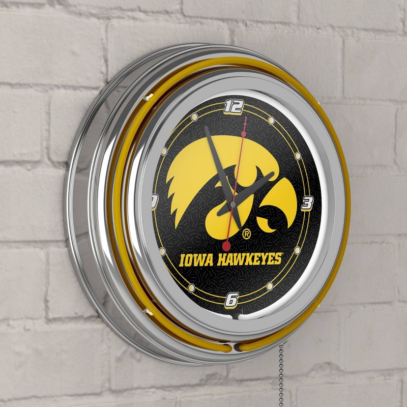 NCAA Iowa Hawkeyes Neon Clock - 14", 5 of 7