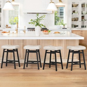 Arceso Counter Height Bar Stools Set, Barstools with Thick Faux Leather Saddle Seat & Heavy Duty Metal Legs,24Inch Kitchen Counter Stools - 1 of 4