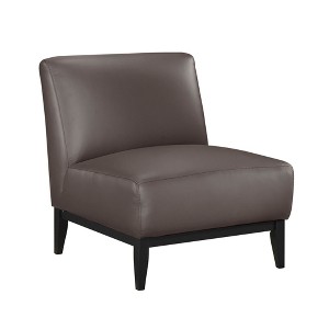 Top Grain Leather Upholstery Solid Wood Accent Chair with Attached Cushions, High-Density Foam Seat and Durable Frame - 1 of 4