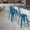 Flash Furniture Commercial Grade 24" High Distressed Metal Indoor-Outdoor Counter Height Stool with Back - 2 of 4
