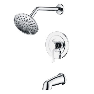 SUMERAIN Tub and Shower Faucet Set 6 Spray Settings Rain Showerhead, Chrome Tub and Shower Trim Kit - 1 of 4