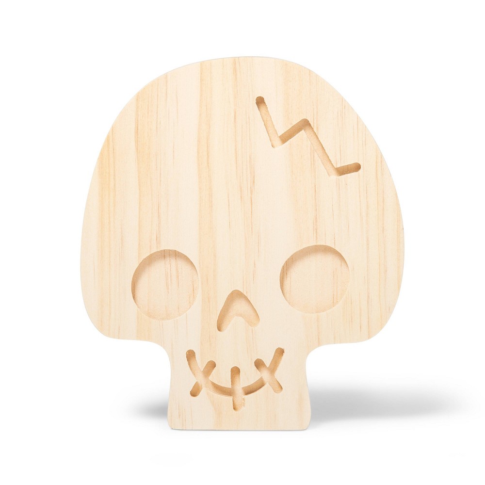 Freestanding Halloween Wood Skull - Mondo Llama