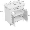 Grungis Modern Bathroom Vanity with Tempered Glass,Freestanding Bathroom Cabinet with Rubber Wood Legs and Soft Close Doors - 3 of 4