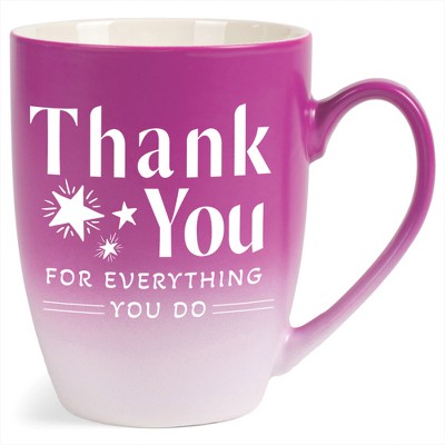 Elanze Designs Thank You Everything You Do Two Toned Ombre Matte Pink and White 12 ounce Ceramic Stoneware Coffee Cup Mug
