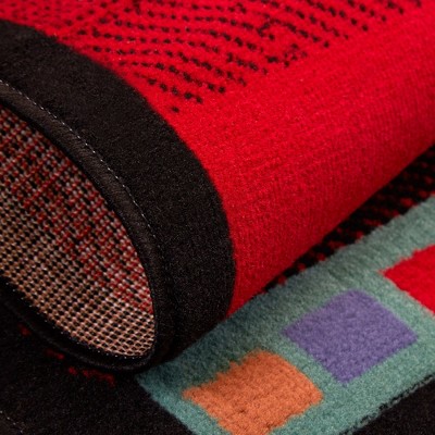 Southwestern Geometric Black and Red 9' x 12' Synthetic Area Rug