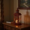 HomeRoots 10" Red Distressed Filigree Metal Tabletop Lantern Candle Holder - 2 of 4