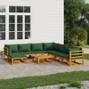 vidaXL 9-Piece Outdoor Patio Lounge Set – Solid Tropical Acacia Wood – Includes Green Cushions & Sturdy Table – Versatile, Comfortable & Durable - 2 of 4