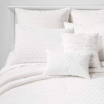 8pc Clipped Jacquard Geo Circle Comforter Bedding Set White - Threshold™
