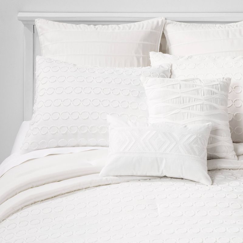 8pc Clipped Jacquard Geo Circle Comforter Bedding Set White - Threshold™, 1 of 11