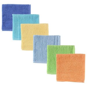 Luvable Friends Baby Boy Super Soft Cotton Washcloths, Blue, One Size - 1 of 1