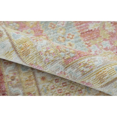 Isabella Pink Synthetic Stain-Resistant Runner Rug 2'7" x 8'