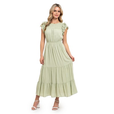 August Sky Women's Textured Swiss Dot Midi Dress_(rd2062_light Mint ...