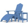 vidaXL Patio Adirondack Chair with Footstool & Table HDPE Aqua Blue - 2 of 4
