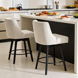 Vipbear Counter Height Bar Stools Set of 1/2/3, Modern Swivel Barstools with Back and Wood Legs,26" H Kitchen Counter Stools,Kitchen Island Home Bar - 1 of 4