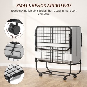 Aheaplus Folding Bed with Mattress, Rollaway Bed with Metal Frame - 1 of 4