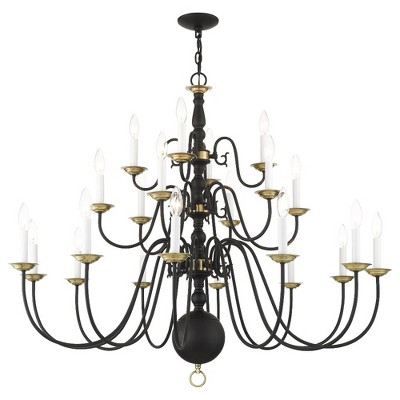 Black and Brass 22-Light Colonial Chandelier
