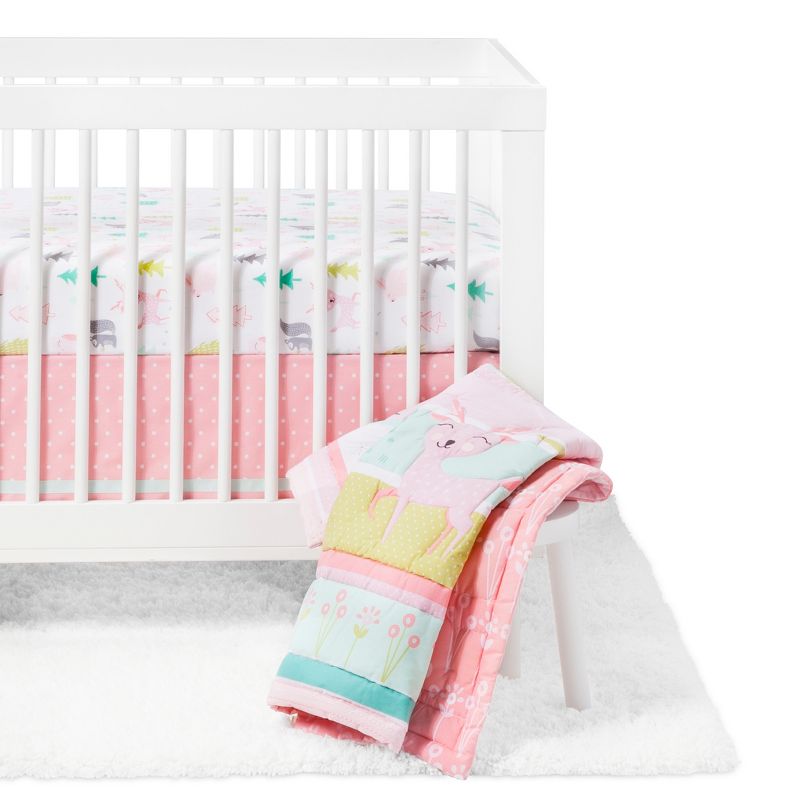 Crib Bedding Set Forest Frolic 4pc - Cloud Island&#8482; Pink, 1 of 10