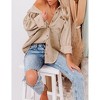 BLUEMING Womens Button Down Shirts Dressy Casual Work Shacket Collared Neck Long Sleeve Oversized Blouses - 4 of 4