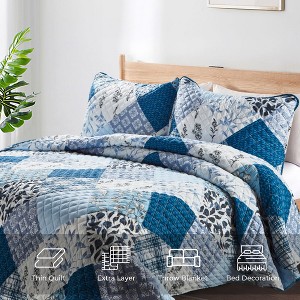 Peace Nest Premium Microfiber Ultra Soft Reversible Quilted Coverlet Set - 1 of 4