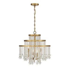 Savoy House Luna 4 - Light Chandelier in  Warm Brass - 1 of 1