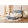 Okak Queen Platform Bed Frame with Pull Point Headboard Velvet Upholstered Bedroom Furniture Metal Wire Frame Metal Feet Easy Assembly - 3 of 4