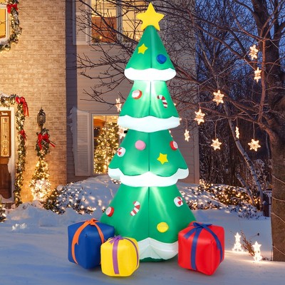 Costway 6 FT Inflatable Christmas Tree Blow-up Xmas Tree Decoration with Gift Boxes