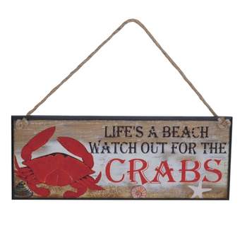 Beachcombers Life's A Beach Watch Out For The Crabs Wall Sign Plaque Decor Decoration