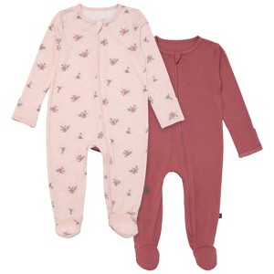 Modern Moments™ by Gerber Baby Girls' 2-Pack Sleep 'N Play With Mittens, Pink Roses - 1 of 4