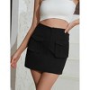 Women's Mini Skirt Slim Fit Button Waist Pencil Skirt with Front Pockets - 4 of 4