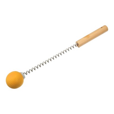 Unique Bargains Single Trigger Point Neck Shoulder Muscle Pain Ease Wood Spring TPR Handheld Neck Massager Orange 1 Pcs