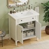 KWPZQEB 31" Vintage Bathroom Vanity with Sink, Farmhouse Vanity Cabinet with 2 Barn Doors & Adjustable Shelf, Wooden Bath Vanity Sink Combo - 3 of 4