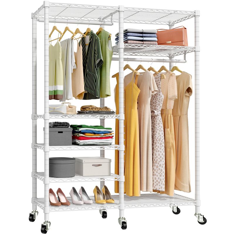 VIPEK R4 Rolling Garment Rack Heavy Duty Clothes Rack with Double Rods and Lockable Wheels, 1 of 12