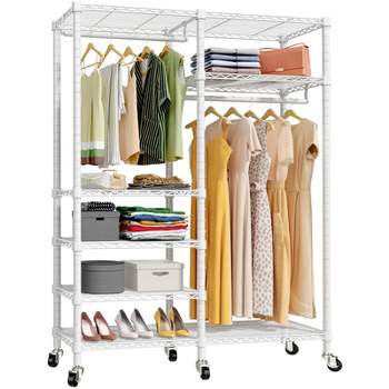 VIPEK R4 Rolling Garment Rack Heavy Duty Clothes Rack with Double Rods and Lockable Wheels