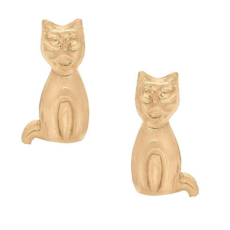 Tiara Kid's Kitten Stud Earrings in 14K Gold, 3 of 4
