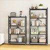SKONYON 5-Tier Storage Shelves, Foldable Metal Shelving Units for Garage Kitchen Bakers, Collapsible Organizer Rack, Heavy Duty on Wheels - 4 of 4