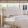 Upholstered  Linen Platform Bed Frame with Curved Tufted Adjustable Headboard Beige-ModernLuxe - 3 of 4