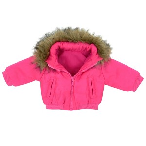 Sophia’s Puffy Jacket with faux fur Trim for 18" Dolls, Hot Pink - 1 of 4