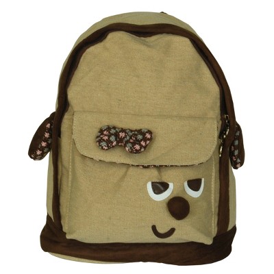 Slickblue Funny Life Fabric Art School Backpack, Colorful Character Design, Daypack, Cute, Maroon, 14" x 15" x 5.5"