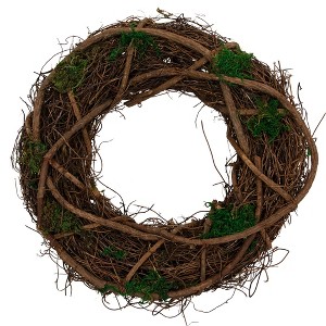 Northlight 13" Green and Brown Moss and Twig Artificial Spring Wreath - Unlit - 1 of 4