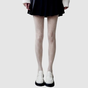 Anna-Kaci Women's 3-Piece Set Bow Pattern Mesh Tights with Soft Stretch Knit, Intricate Allover Detail, and Sheer Finish - 1 of 3