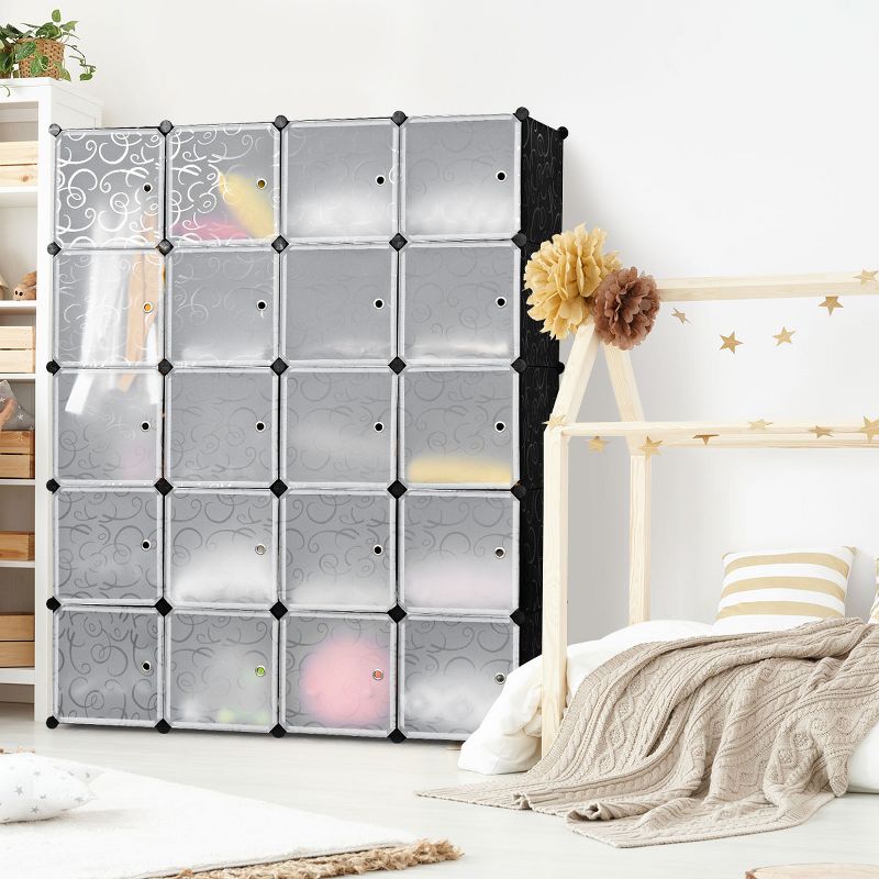 Costway DIY 20 Cube Portable Closet Storage Organizer Clothes Wardrobe Cabinet W/Doors, 5 of 11