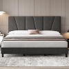 King Size Bed Frame with Adjustable Headboard, Linen Upholstered King Platform Bedframe with Strong Wooden Slats,No Box Spring Needed - 3 of 4