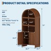 71 Inch Tall Bookcase Arched Cabinet, Modern 5 Tier Bookshelf, with Fluted Doors & Open Display Shelves, for Office Dining Living Room - 3 of 4