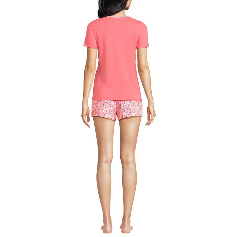 Lands' End Women's Knit Pajama Short Set Short Sleeve T-Shirt and Shorts, 2 of 4