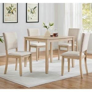 GDFStudio Amelia Farmhouse 5 Piece Square Dining Table with 4 Upholstered Chairs - 1 of 4
