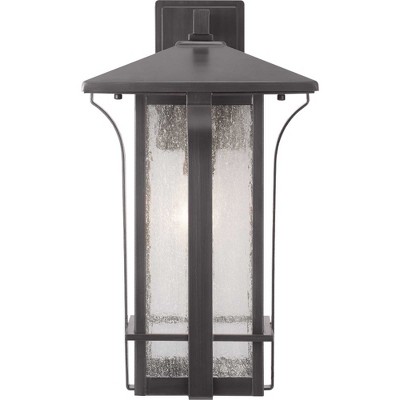 Antique Bronze Outdoor Wall Lantern with Seeded Glass Shade